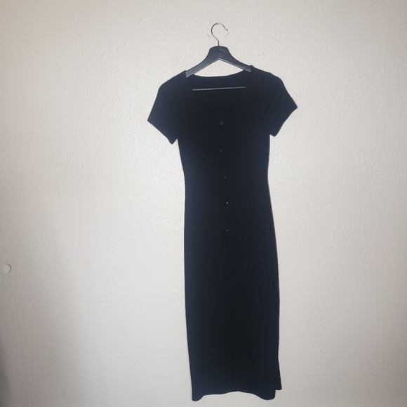 NWOT Halara Ribbed Short Sleeve Button Front Midi Dress - Picture 1 of 6